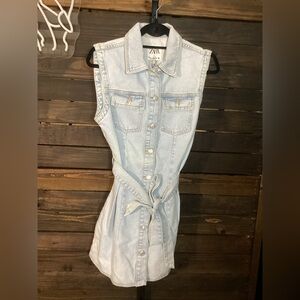 Zara Light Blue Denim Jacket with Button Front